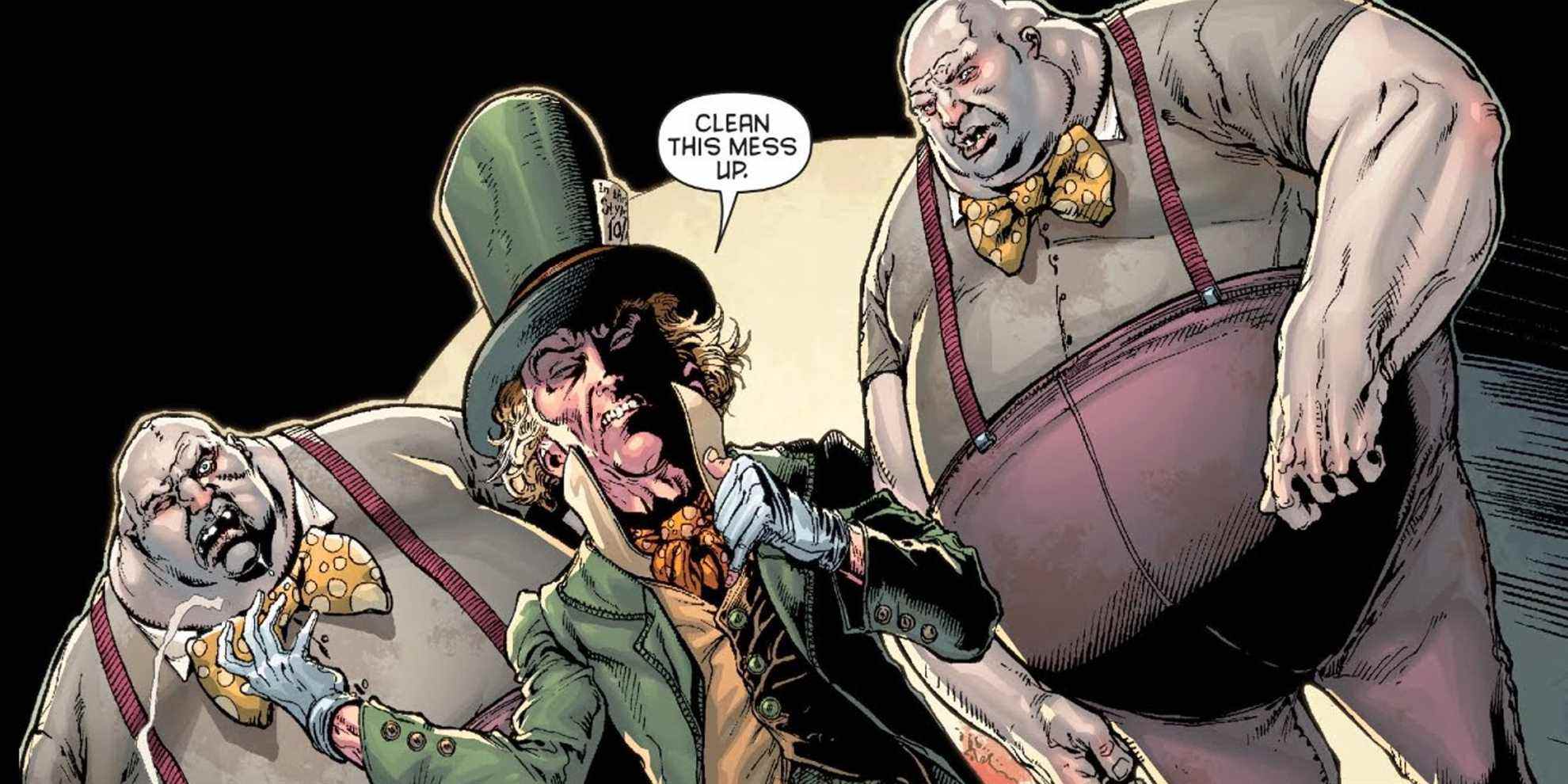 Le Chapelier fou commandant Tweedle-Dee et Tweedle-Dum dans les bandes dessinées DC