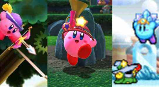 Kirby's Archer ability in Kirby Triple Deluxe; Kirby's Ranger ability in Kirby and the Forgotten Land; Kirby's Ice ability in Kirby Super Star Ultra