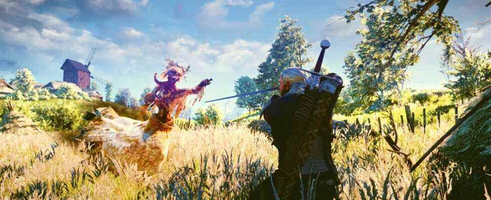 Witcher 3 Wild Hunt Geralt battling a Noonwraith field