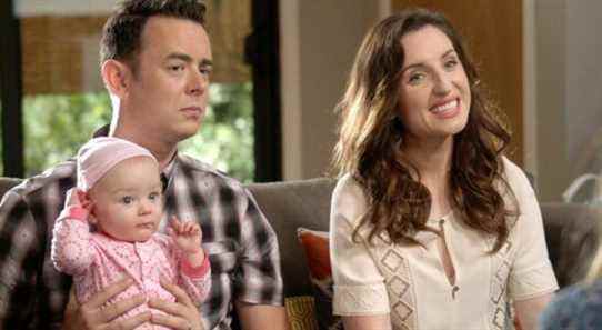 Colin Hanks as Greg and Zoe Lister-Jones as Jen holding a baby in Life In Pieces