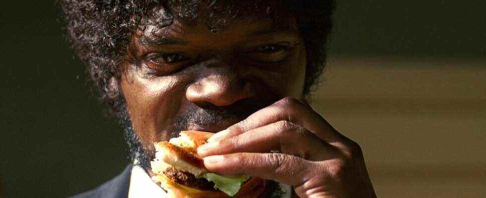 Samuel L Jackson eats a Big Kahuna Burger in Pulp Fiction