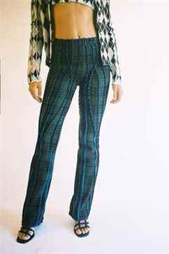Helena Manzano Tartan 3-D Stripe Pantalon