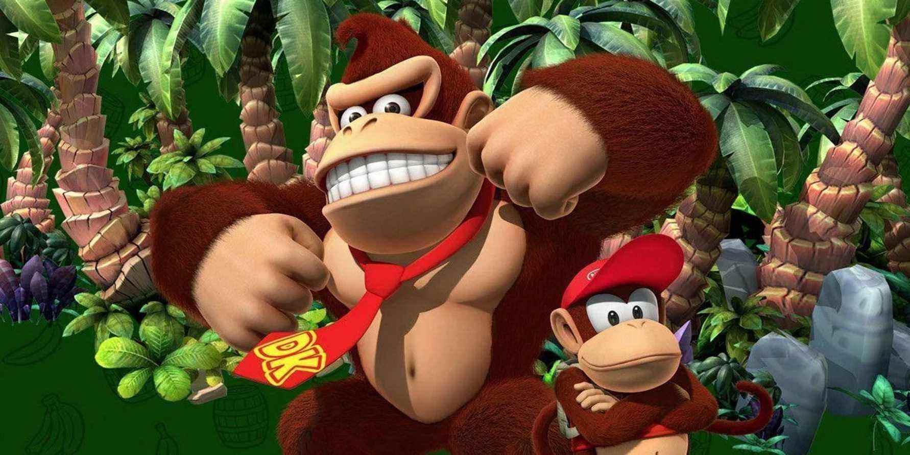 donkey kong country rend une œuvre d'art avec diddy kong