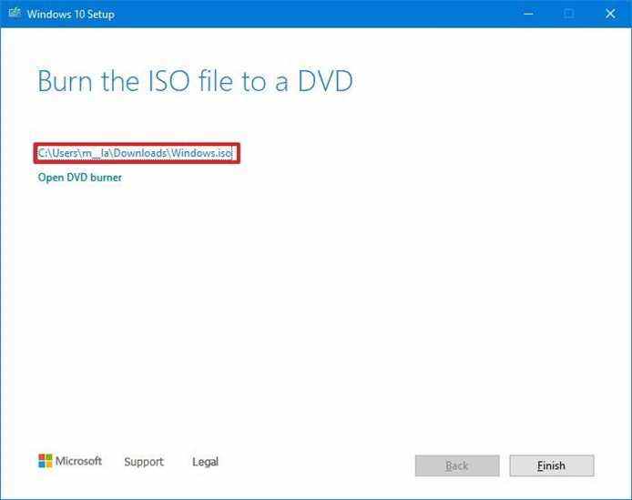 Ouvrez l'emplacement ISO de Windows 10