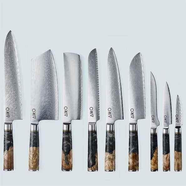 Ensemble de couteaux en acier Damas Aiko