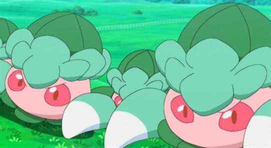 A group of Fomantis in the Pokemon anime