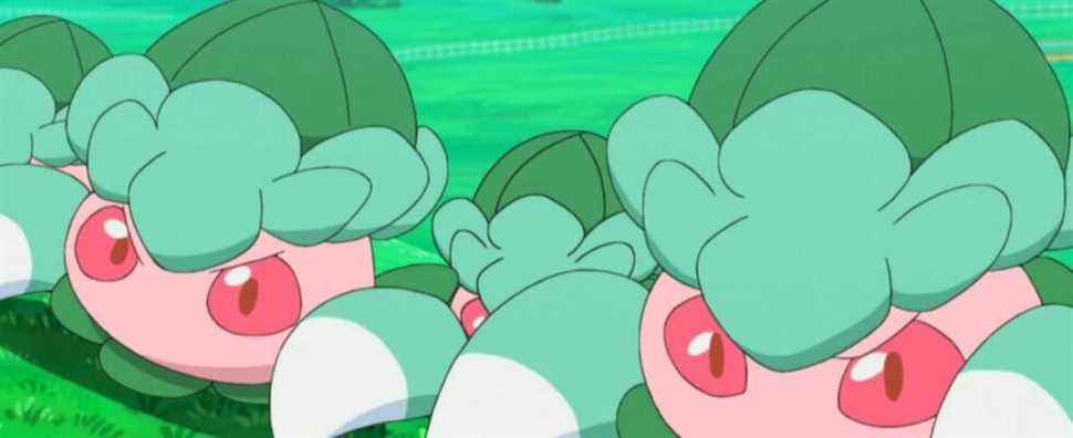 A group of Fomantis in the Pokemon anime