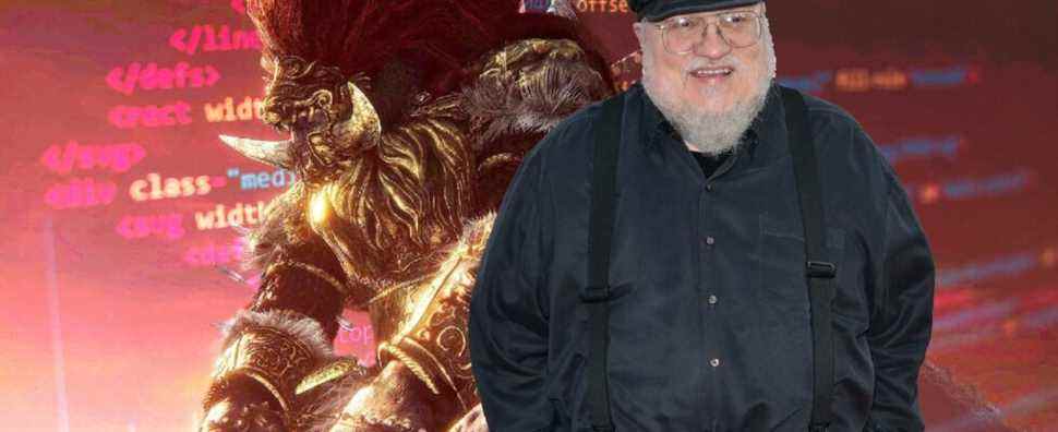 radahn, george r r martin in front of a coding screen