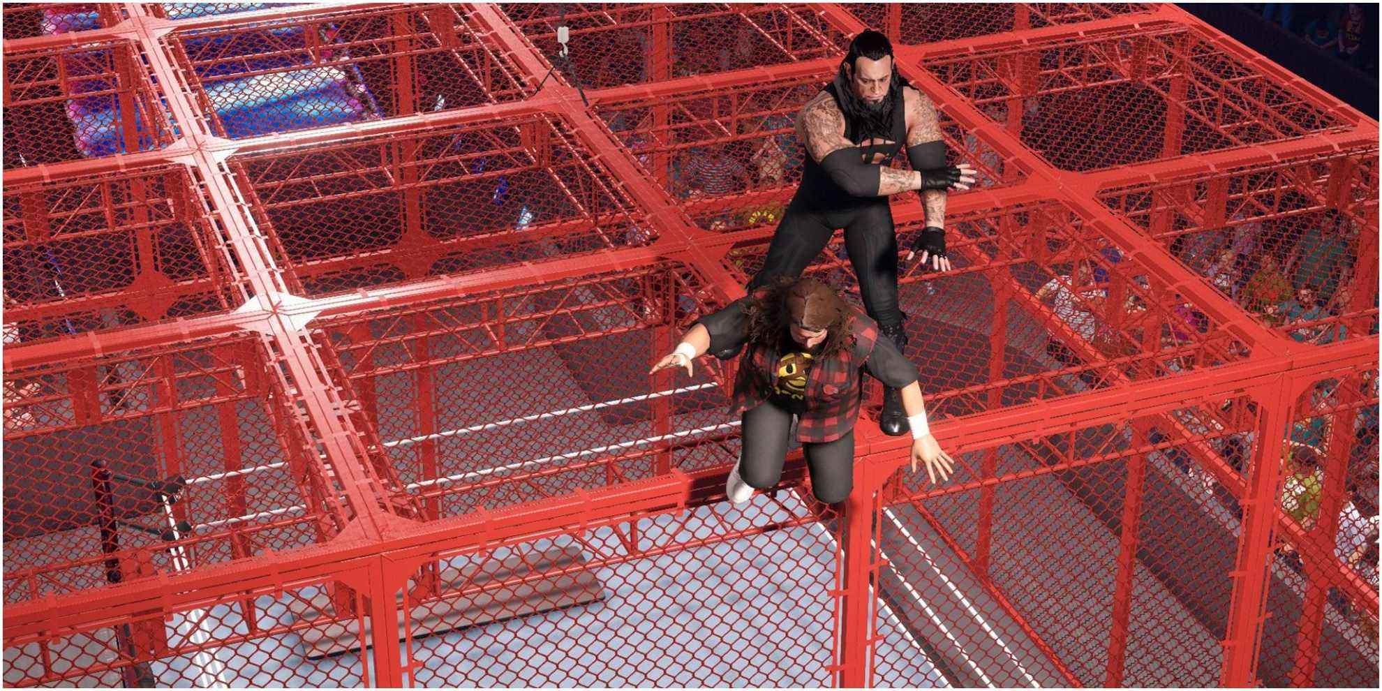 WWE 2K22 Taker jetant Foley de la cage