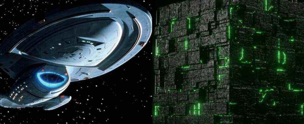 Star Trek starfleet ship and borg cube
