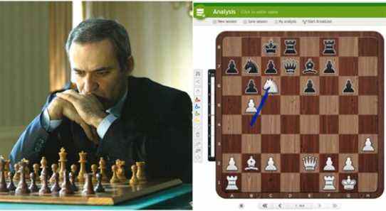 (Left) Garry Kasparov playing Chess (Right) Knight moving to a nice outpost