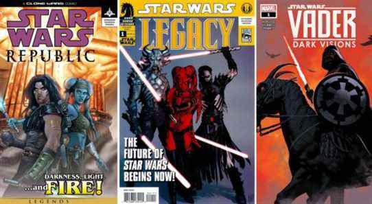 Star Wars Republic, Legacy, and Vader Dark Visions covers for comic books