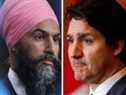 Le chef du NPD Jagmeet Singh, à gauche, et le premier ministre Justin Trudeau ont conclu un accord pour maintenir les libéraux au pouvoir jusqu'en 2025. 