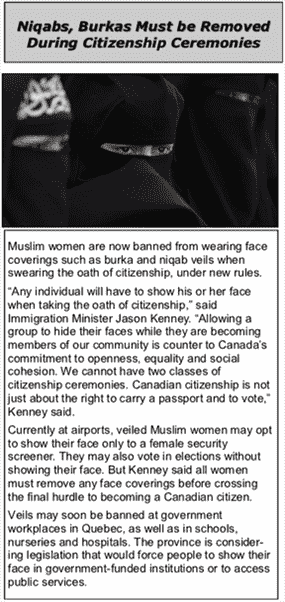 Ce segment « interdiction du niqab » dans le rapport Brown, qui s'intitulait Défendre les Canadiens, était « purement informatif », dit Patrick Brown.