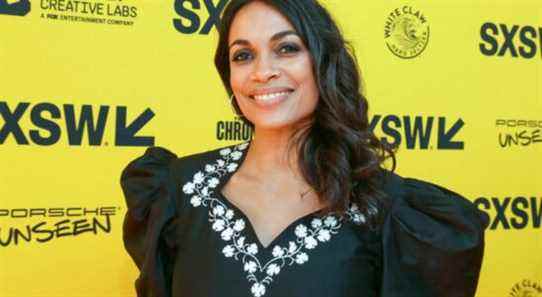 Rosario Dawson arrives for the world premiere of "DMZ" during the South by Southwest Film Festival at the Paramount Theatre on Sunday, March 13, 2022, in Austin, Texas. (Photo by Jack Plunkett/Invision/AP)
