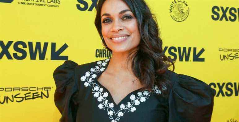 Rosario Dawson arrives for the world premiere of "DMZ" during the South by Southwest Film Festival at the Paramount Theatre on Sunday, March 13, 2022, in Austin, Texas. (Photo by Jack Plunkett/Invision/AP)