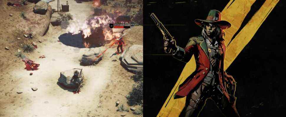 Fighting enemies and Jane Bell character in Weird West