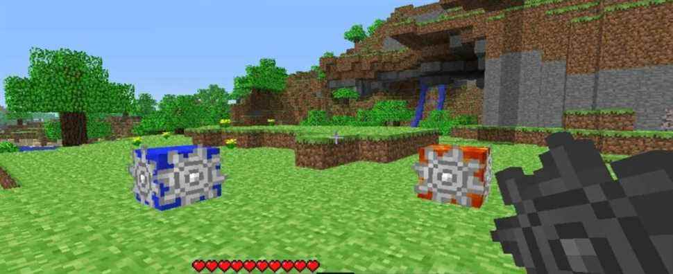 Gears on infinite water and lava blocks in Minecraft Infdev