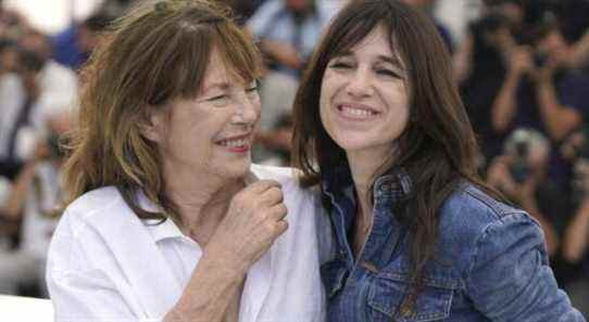 Jane Birkin, left, and Charlotte Gainsbourg pose for photographers at the photo call for the film 'Jane By Charlotte' at the 74th international film festival, Cannes, southern France, Thursday, July 8, 2021. (AP Photo/Brynn Anderson)