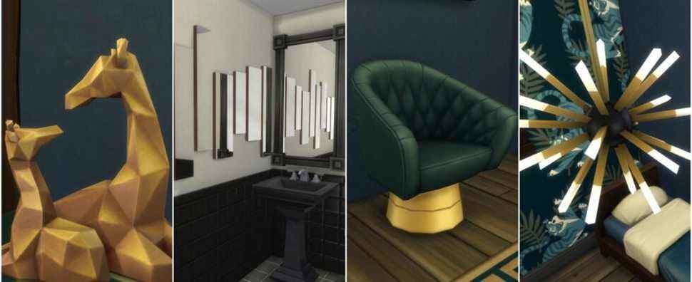 A collage of items from the Decor to the Max kit for The Sims 4