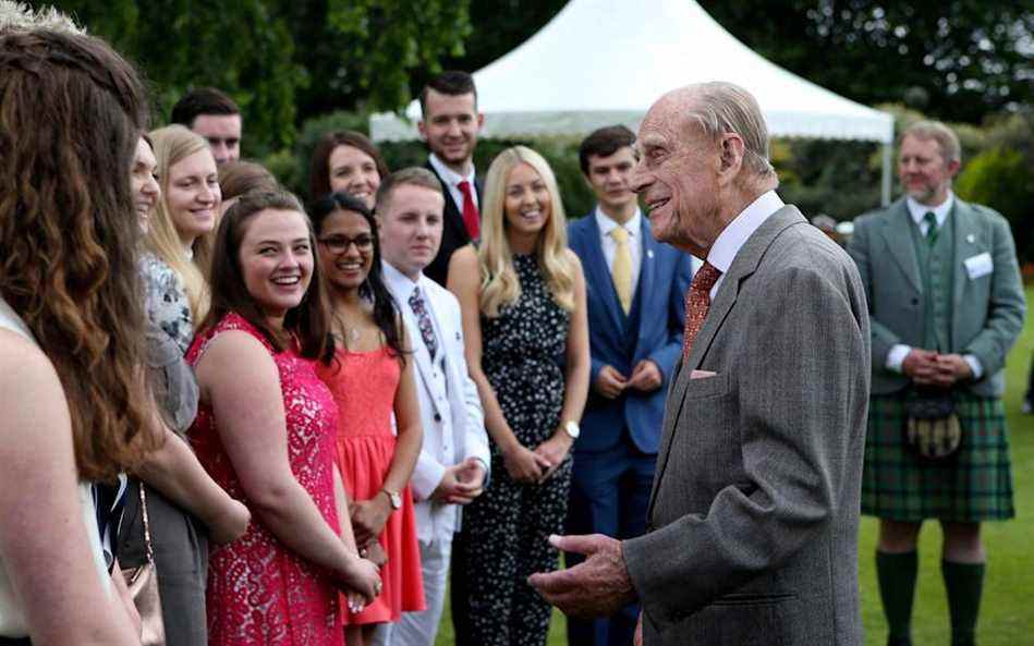 Le duc d'Édimbourg assiste à la réception de présentation des détenteurs du prix d'or du duc d'Édimbourg à Édimbourg en juillet 2017 - Jane Barlow/PA