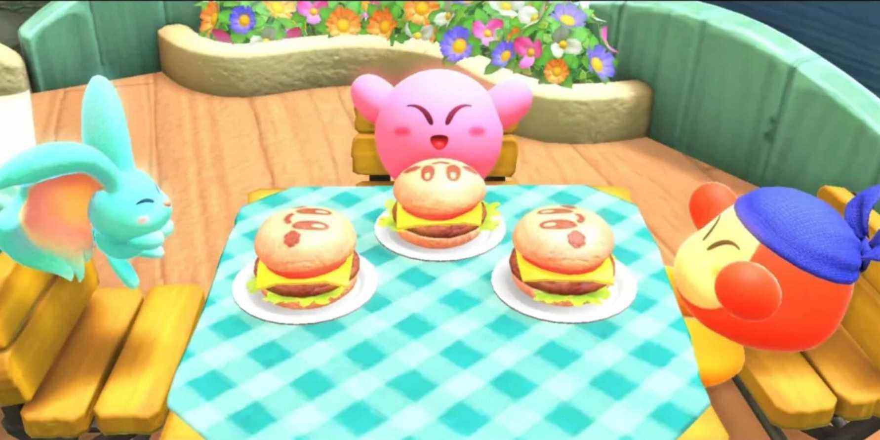 Kirby et la terre oubliée repas hamburger