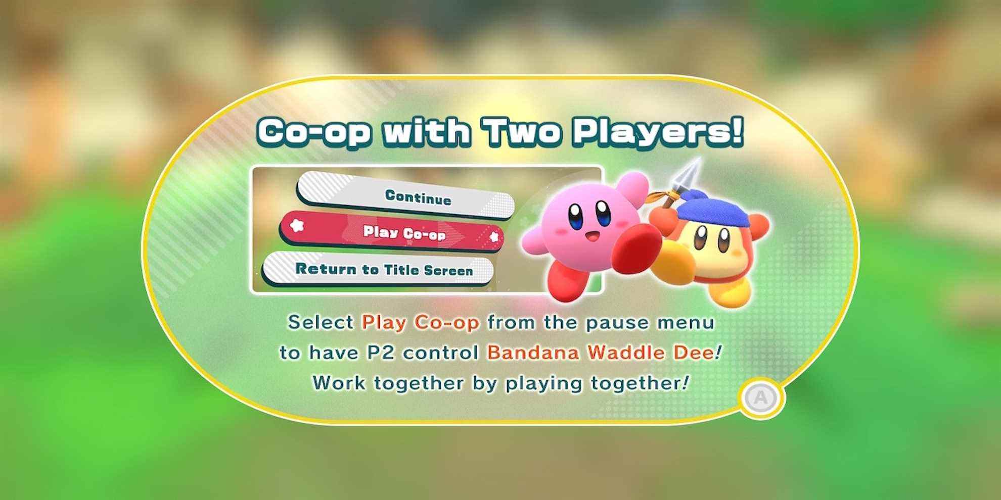 Le menu coopératif de Kirby et la terre oubliée