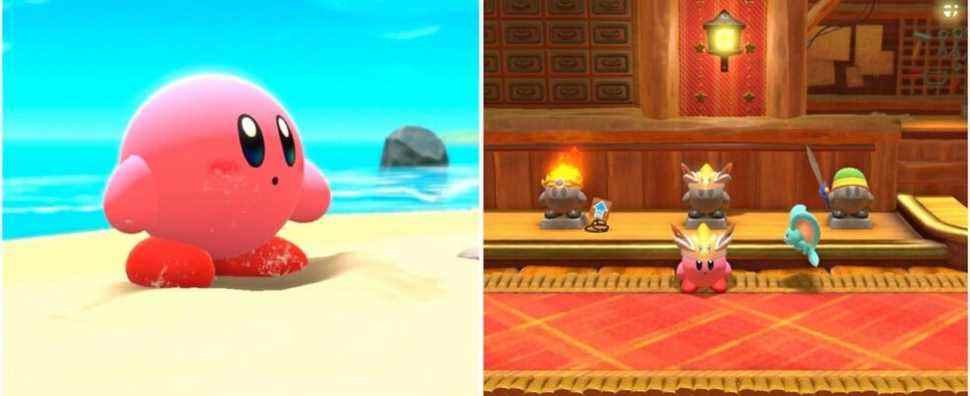 Kirby and the ability upgrade hut in Kirby and the Forgotten Land in Kirby and the Forgotten Land