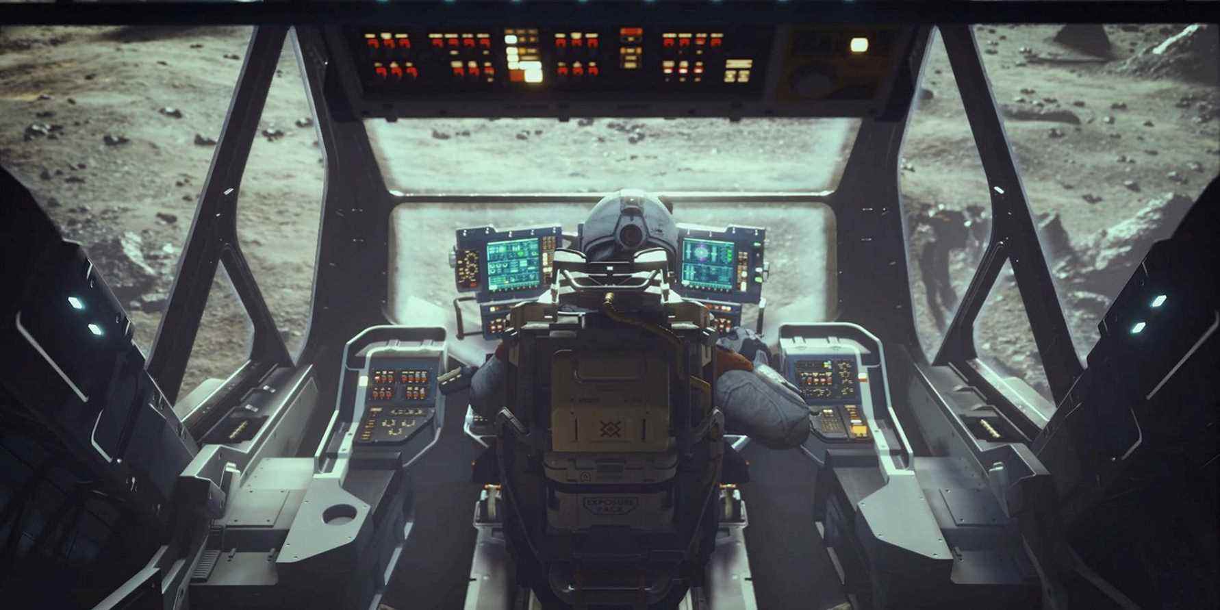 Image de Starfield montrant un astraonaute à la console d'un navire.