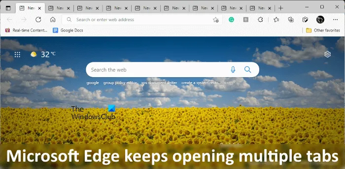 Microsoft Edge continue d'ouvrir plusieurs onglets