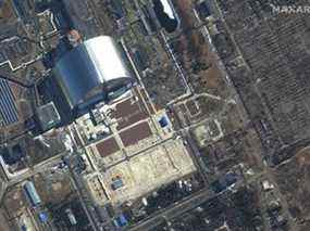 Une image satellite montre une vue rapprochée du sarcophage de Tchernobyl, au milieu de l'invasion russe de l'Ukraine, le 10 mars 2022.