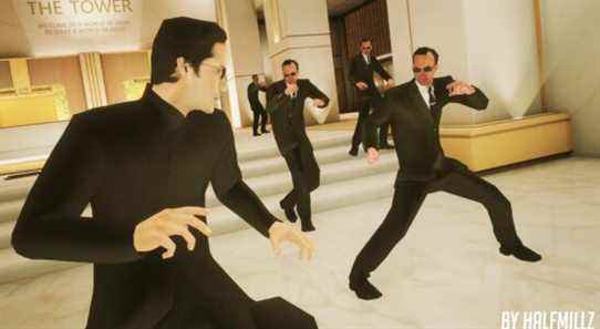 Agent Smith and Neo fighting in a Sifu mod