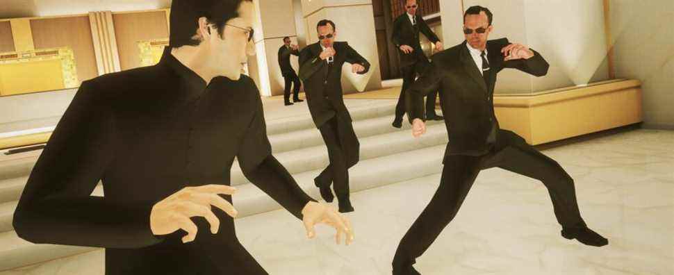Agent Smith and Neo fighting in a Sifu mod