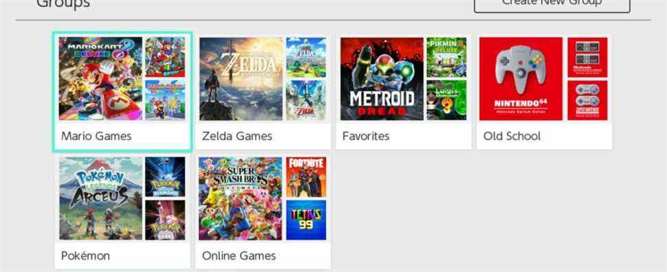 La mise à jour de Nintendo Switch ajoute enfin la prise en charge des groupes/dossiers