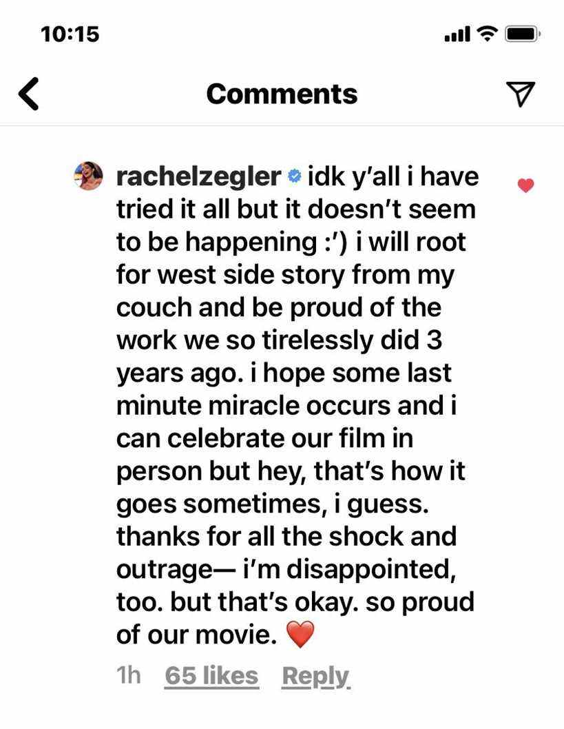 Rachel Zegler Instagram Post