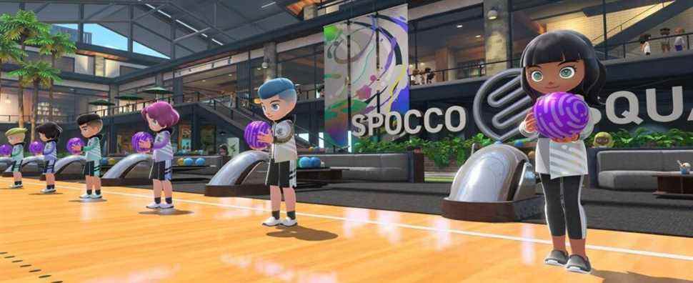 Bowling in Nintendo Switch Sports with several Sportsmates