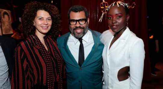 Universal's Donna Langley poses with Director/Writer/Producer Jordan Peele and Lupita Nyong'o at the after party as Universal Pictures presents "US", the opening night film at the SXSW Film Festival on Friday, March 8th, 2019 in Austin, Texas. (photo: Alex J. Berliner/ABImages) via AP Images