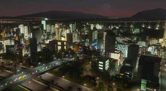 Cities: Skylines Raised Road in Night city