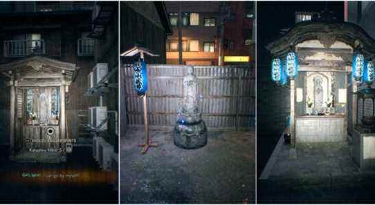 Ghostwire Tokyo - collage of three different water jizo shrines