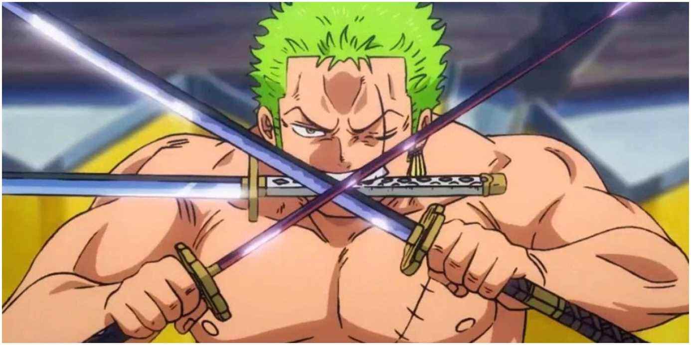 One Piece Zoro utilisant son style à trois épées