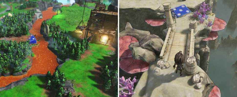 tiny tina's wonderlands - overworld promo art on left, invisible bridge on right