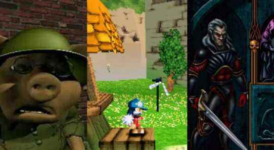 hogs of war pig soldier, klonoa on platform in grassland, kain with armor and sword in legacy of kain blood omen