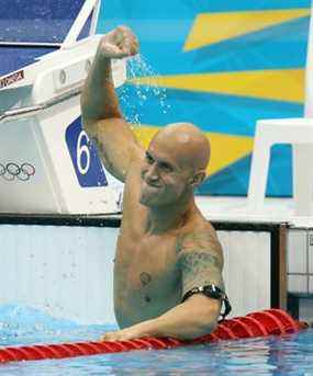 Brent Hayden remporte le bronze au 100 m nage libre lors des Jeux olympiques d'été de 2012 à Londres, en Angleterre, le 1er août 2012.