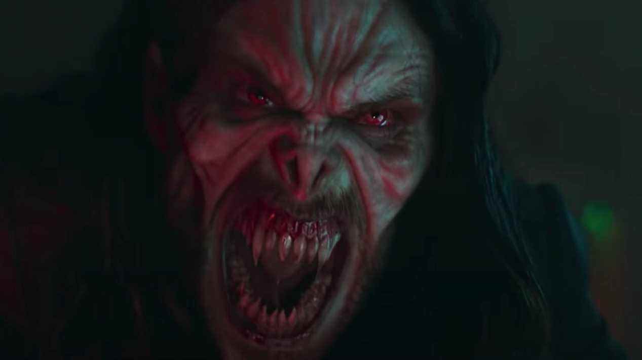 Morbius de Jared Leto avec des dents acérées découvertes
