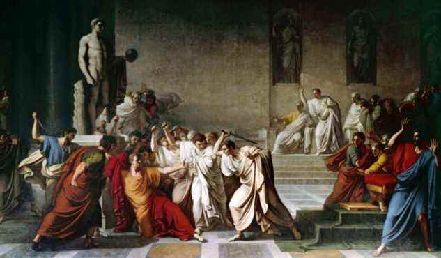 La mort de Jules César au Sénat romain - peinture de Vincenzo Camuccini (1771-1844) Naples, Museo Nazionale di Capodimonte.