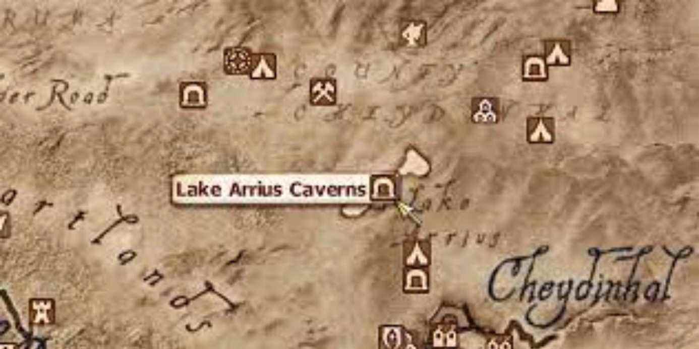 L'emplacement des cavernes du lac Arrius sur la carte du monde