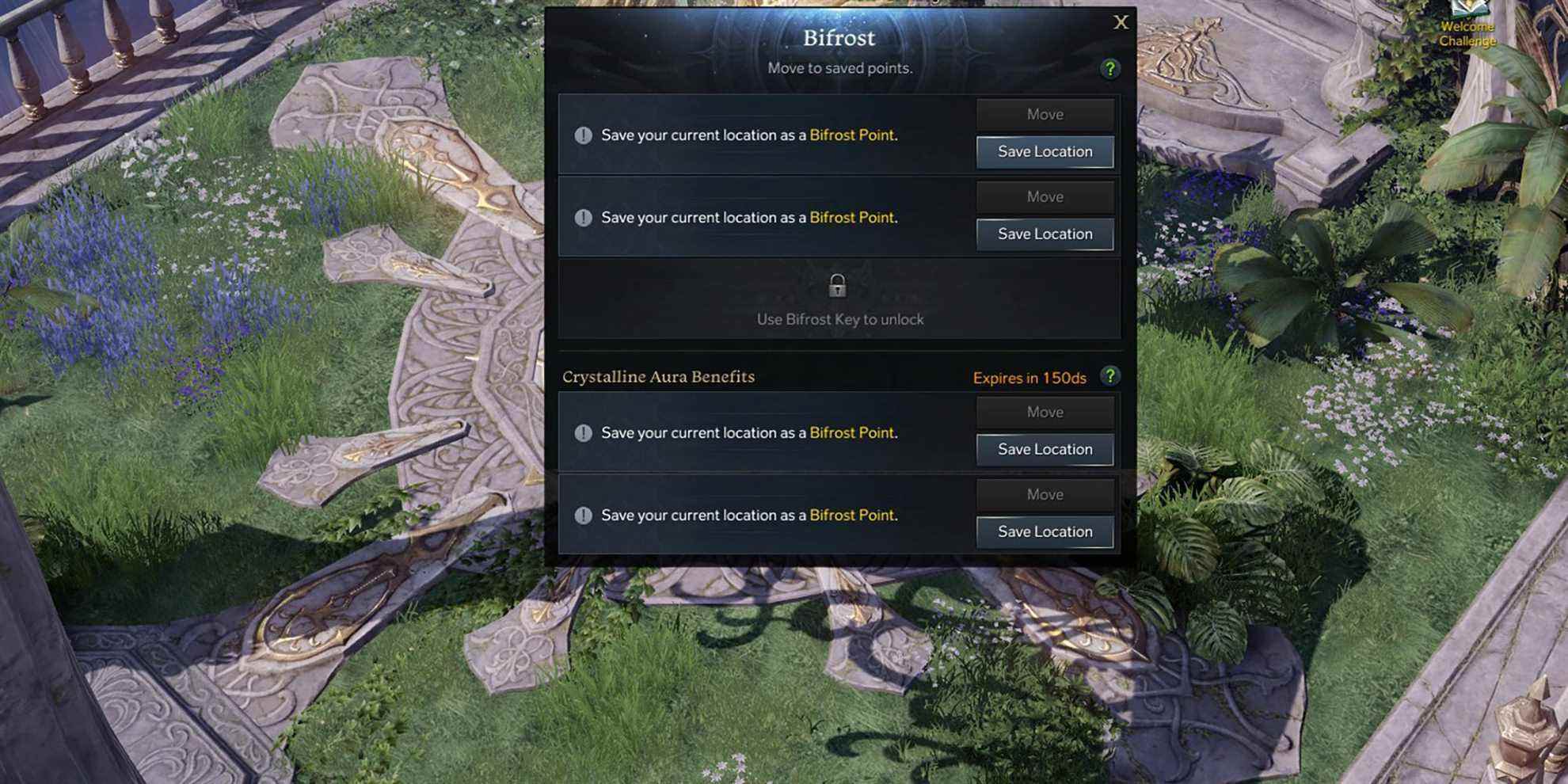 Lost Ark - Affichage du menu Bifrost avec des emplacements vides dans le jeu