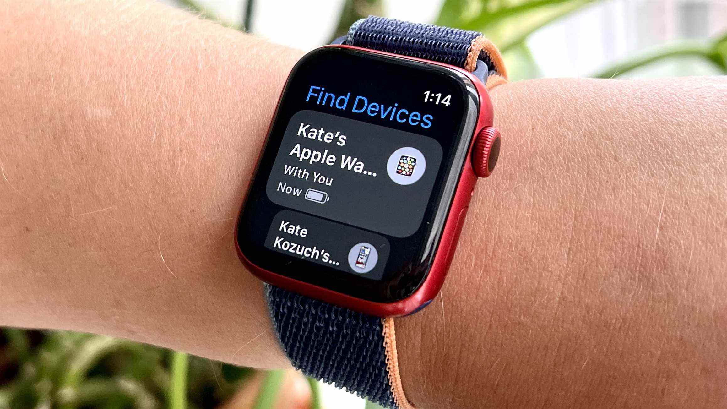 Apple Watch 6 avec l'application watchOS 8 pour trouver des appareils