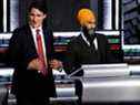 Le chef libéral Justin Trudeau et le chef du NPD Jagmeet Singh participent à un débat sur les élections fédérales à Gatineau, Canada, le 9 septembre 2021. Justin Tang/Pool via REUTERS/File Photo