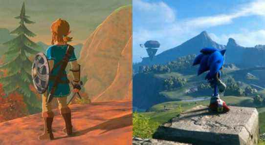 Link in Breath of the Wild and Sonic in Sonic Frontiers